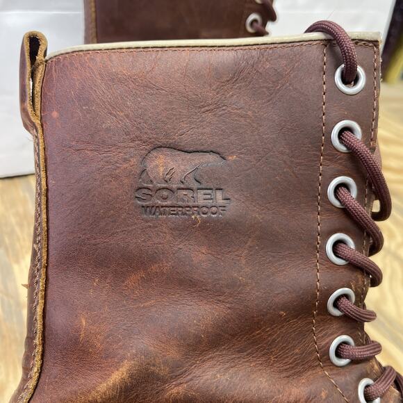 Sorel Premium Duck Boots Womens 11 Brown Waterproof Leather (NL1718-206) Rubber - Picture 4 of 13